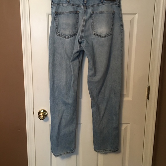 Diamond Gusset Mens 36x30 Straight Leg Jeans Blue Zip Fly Light Wash. - Picture 9 of 12